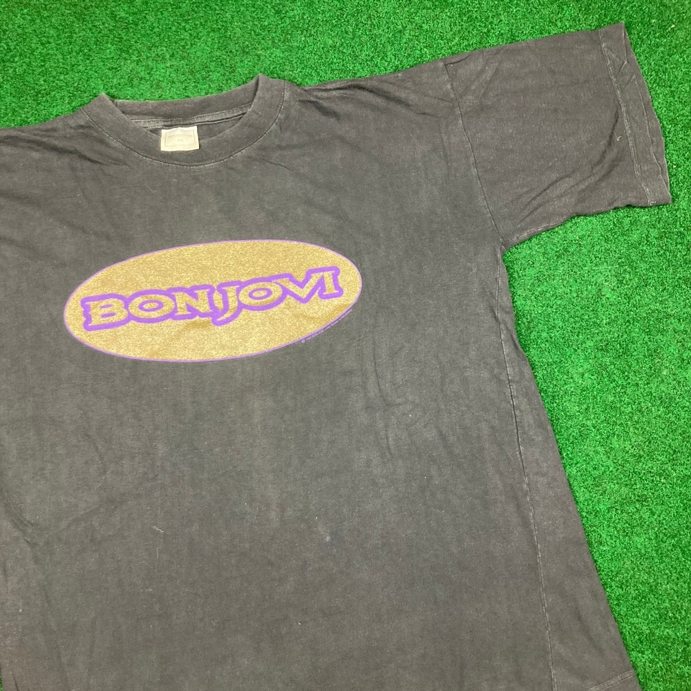Vintage Bon Jovi Shirt Mens XXL Black Gold‎ 1996 Rock Music Promo Logo 90s Tee